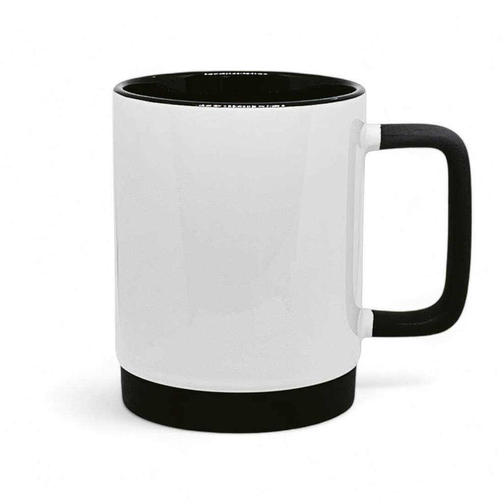 Caneca de Cerâmica Branca com Interior Preto, Alça Soft e Base em Silicone - 325ml