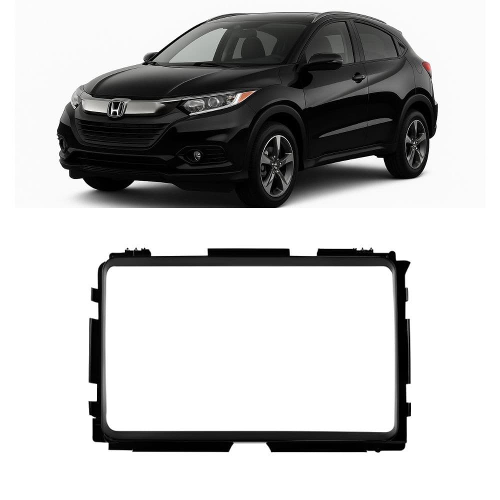 Moldura 9" Multimidia Honda HRV 2015 A 2021 Black Piano