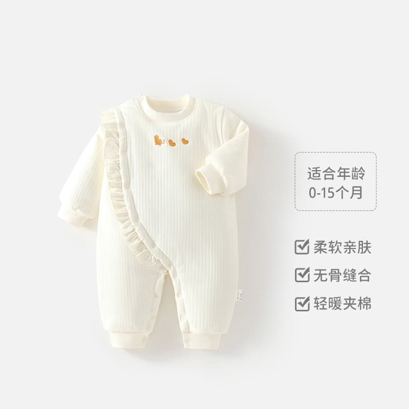 Inverno bebê acolchoado macacão meninas bonito roupas de renda bebê quente engrossado Outing roupas de algodão macacão