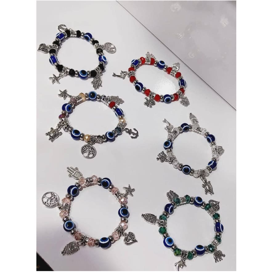 Pulseira Olho Grego com 5 Pingente COR SORTIDA