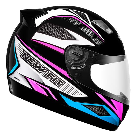Capacete New Fit Rover Preto e Branco Brilhante