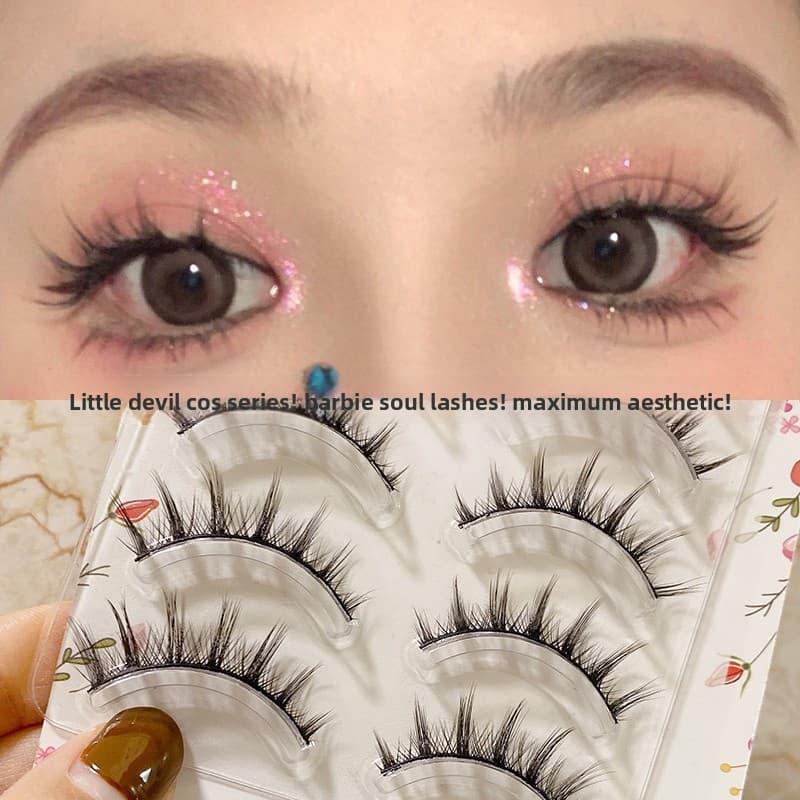Cos pequeno diabo quadrinhos cílios postiços cabelo de fadas feminino simulação Natural enxertia cílios segmentados peça