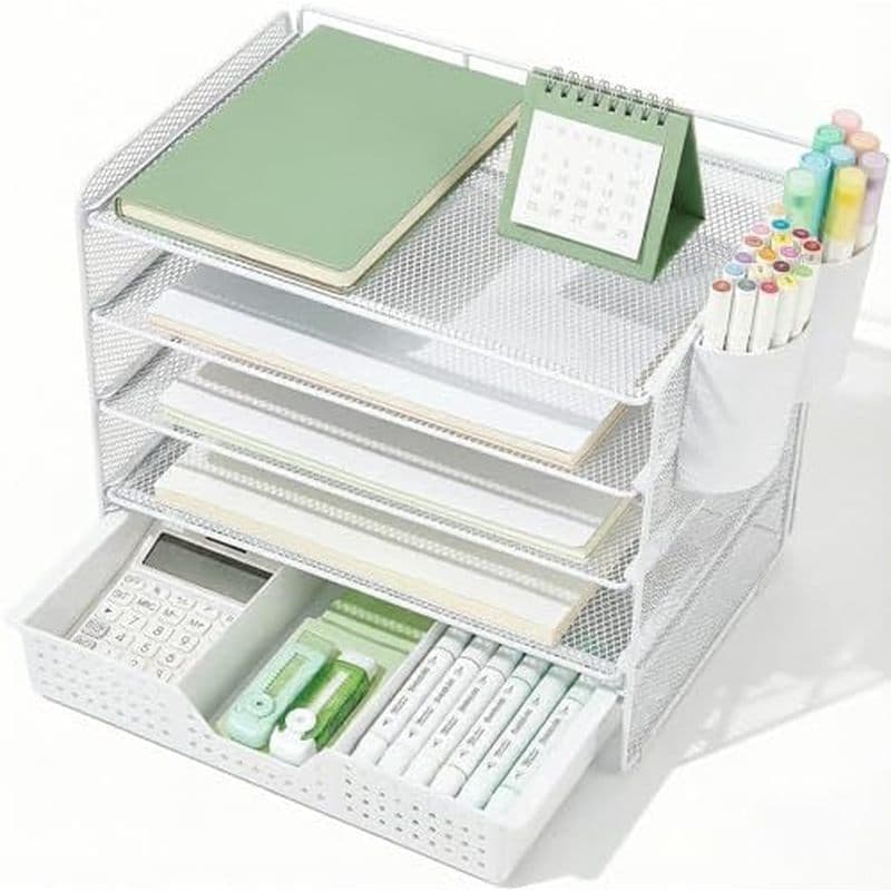 Organizadores E Acessórios De Mesa Lektree , Organizador De Bandeja De Cartas De Papel De 5 Camadas Com Suporte De Arqui