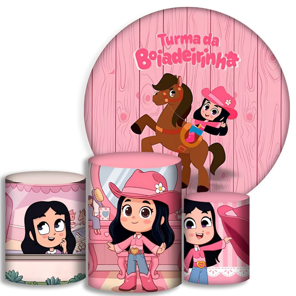 Capas Para Cilindros + Painel - Turma da Boiadeirinha - Kit Decoração Festa / Pegue e Monte