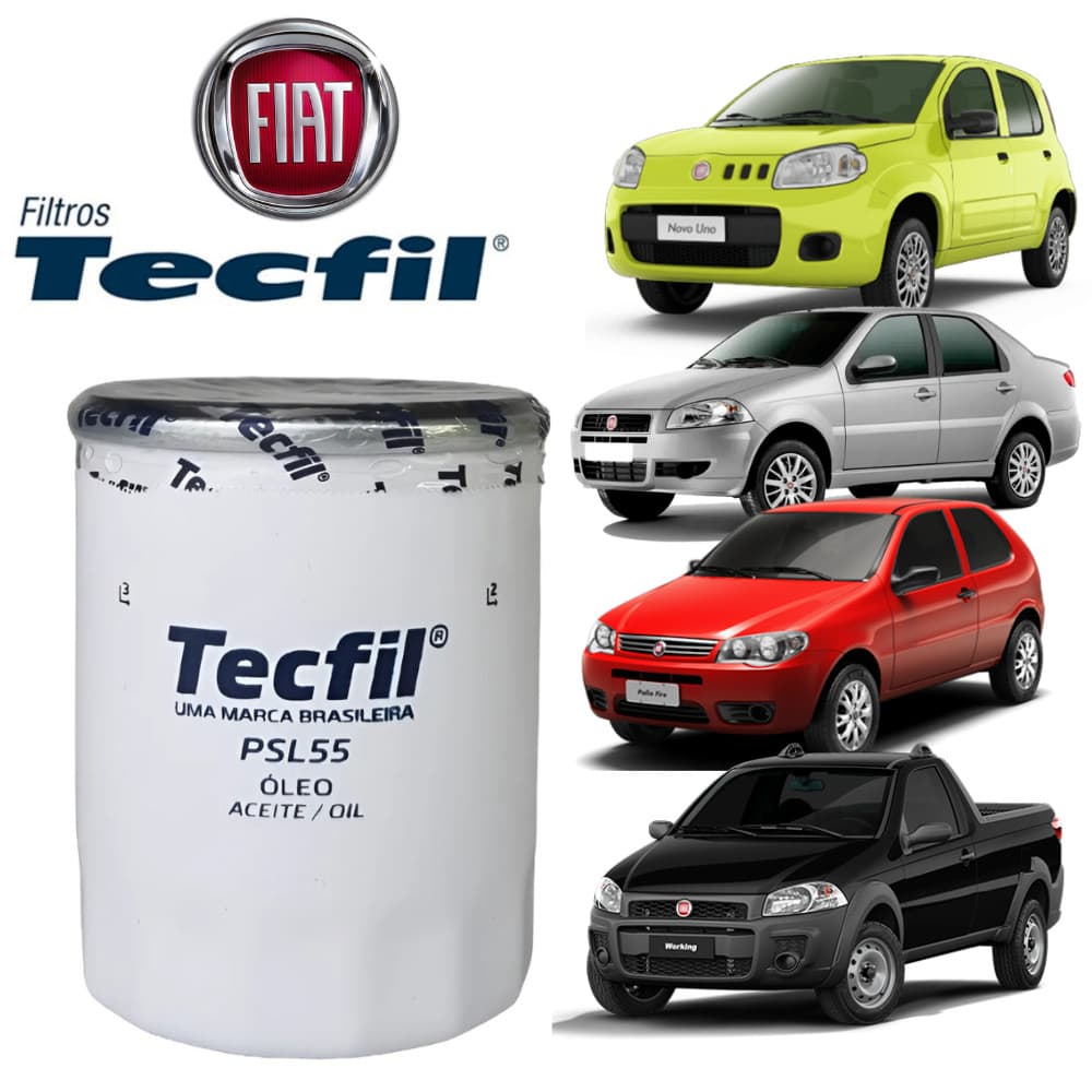 Filtro Óleo Lubrificante Tecfil PSL55 Compatível Fiat Uno Palio Siena Strada Mobi Fiorino Doblo Idea Fire e Evo Flex