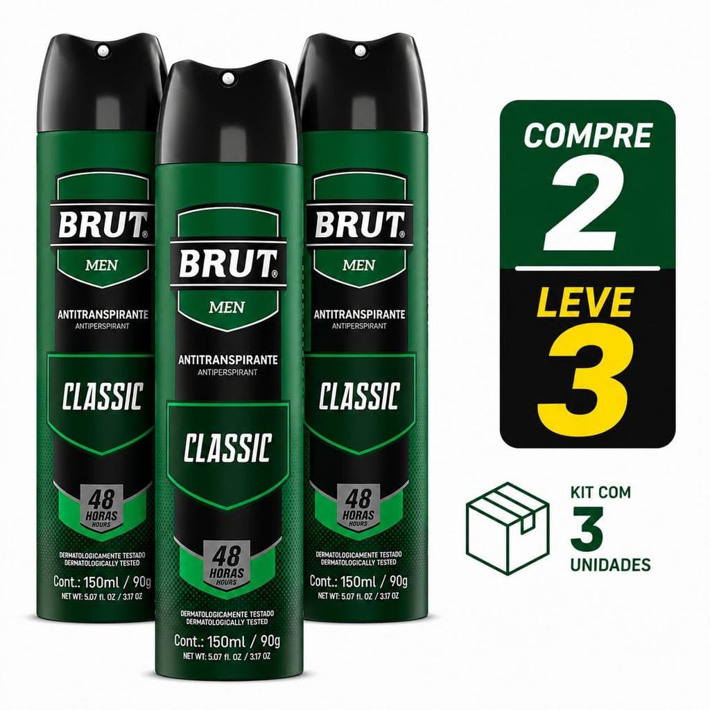 COMPRE 2 LEVE 3 - Antitranspirante BRUT Men Classic 150ml