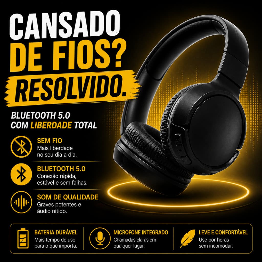 Fone Bluetooth Sem Fio On Ear com Microfone Tune 510 Premium