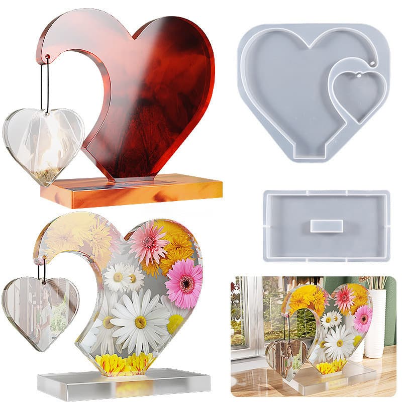Coração Moldura De Foto Moldes De Resina Epóxi Molde Artesanal De Silicone Fundição Para DIY Dia Dos Namorados