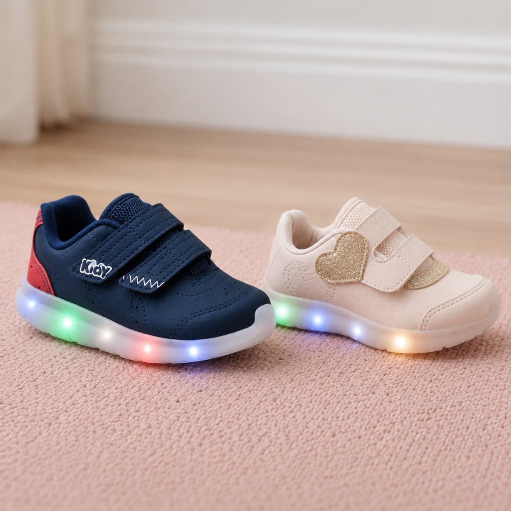 Tênis Infantil De Led Kidy Flex Light Leve Macio Calce Fácil