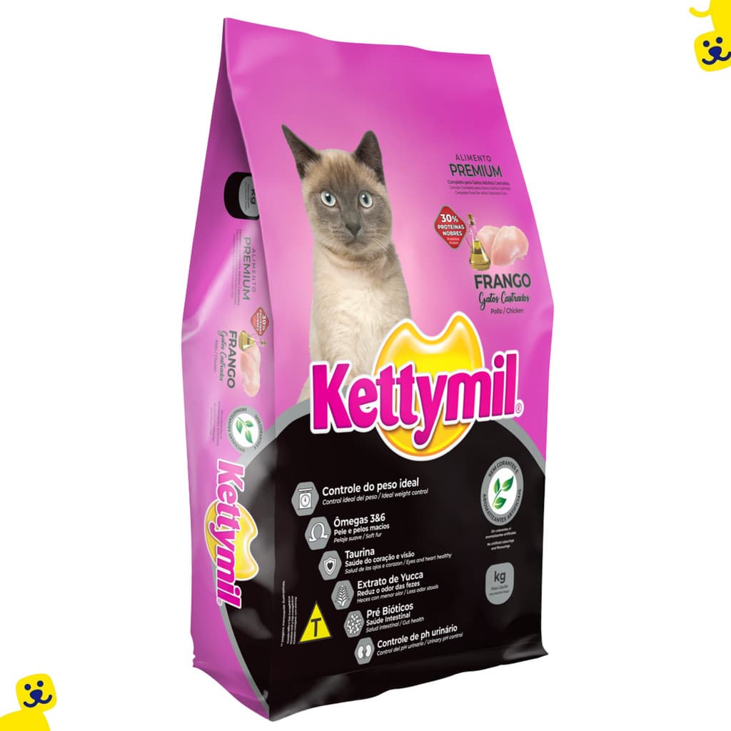 Ração Gato Castrado Ração Kettymil Gato Castrado Ração para Gatos Castrados 10kg Frango Ração Gato