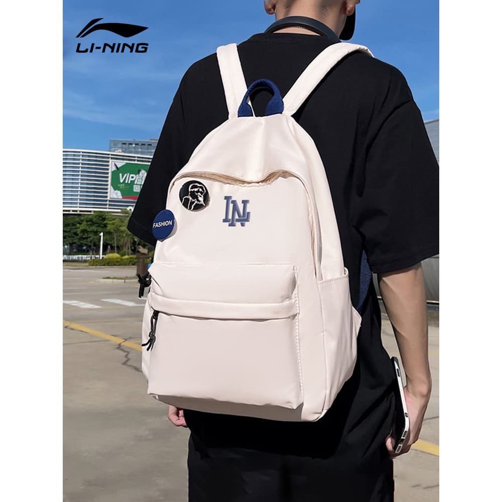 Li Ning mochila masculina júnior estudante do ensino médio mochila estudante novo estilo moda luz viagem para fora All-M