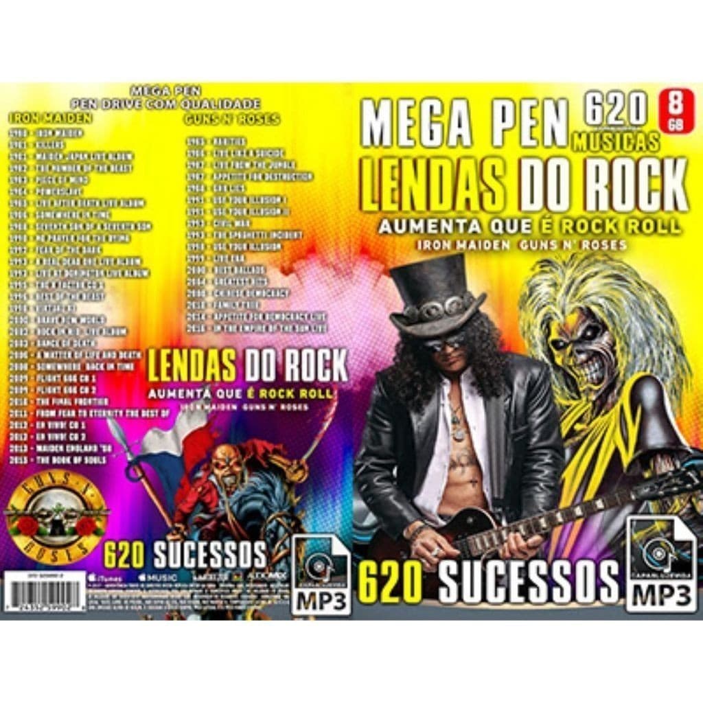 620 Músicas Lendas do Rock Aumenta que é Rock en Roll + Brinde