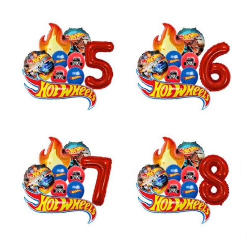 Conjunto de Balões Metalizados Hot Wheels, Adequado para Tema de Corrida, Decoração de Festa de Aniversário Infantil M8U