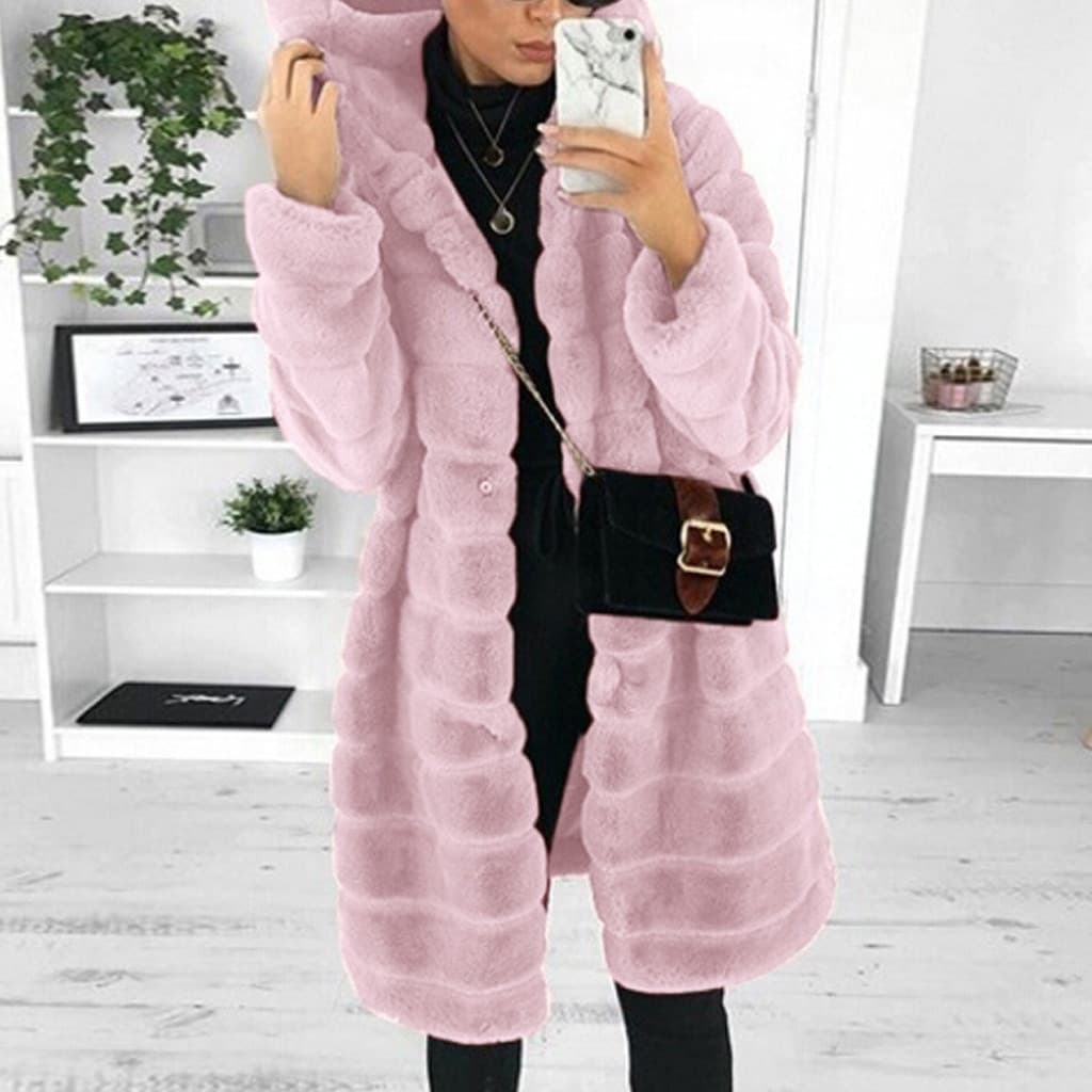 Casaco Feminino De Lã De Manga Comprida Dylwp Inverno Fino Casacos Com Capuz