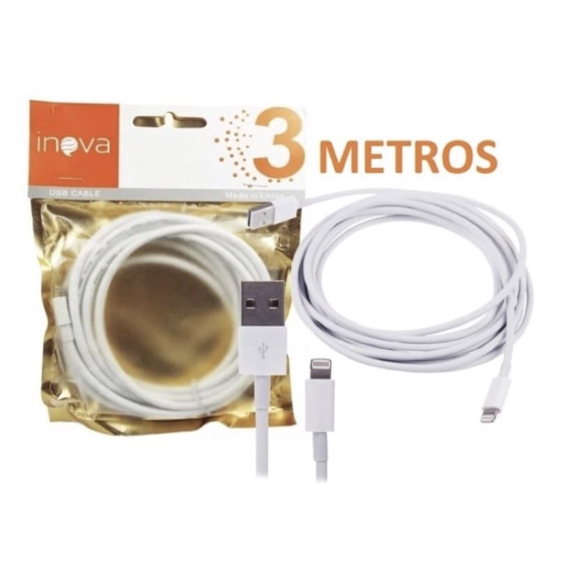 Cabo de Carregador 3 metros iPhone ou V8/Micro-Usb - Carrega Rapído e Passa Dados