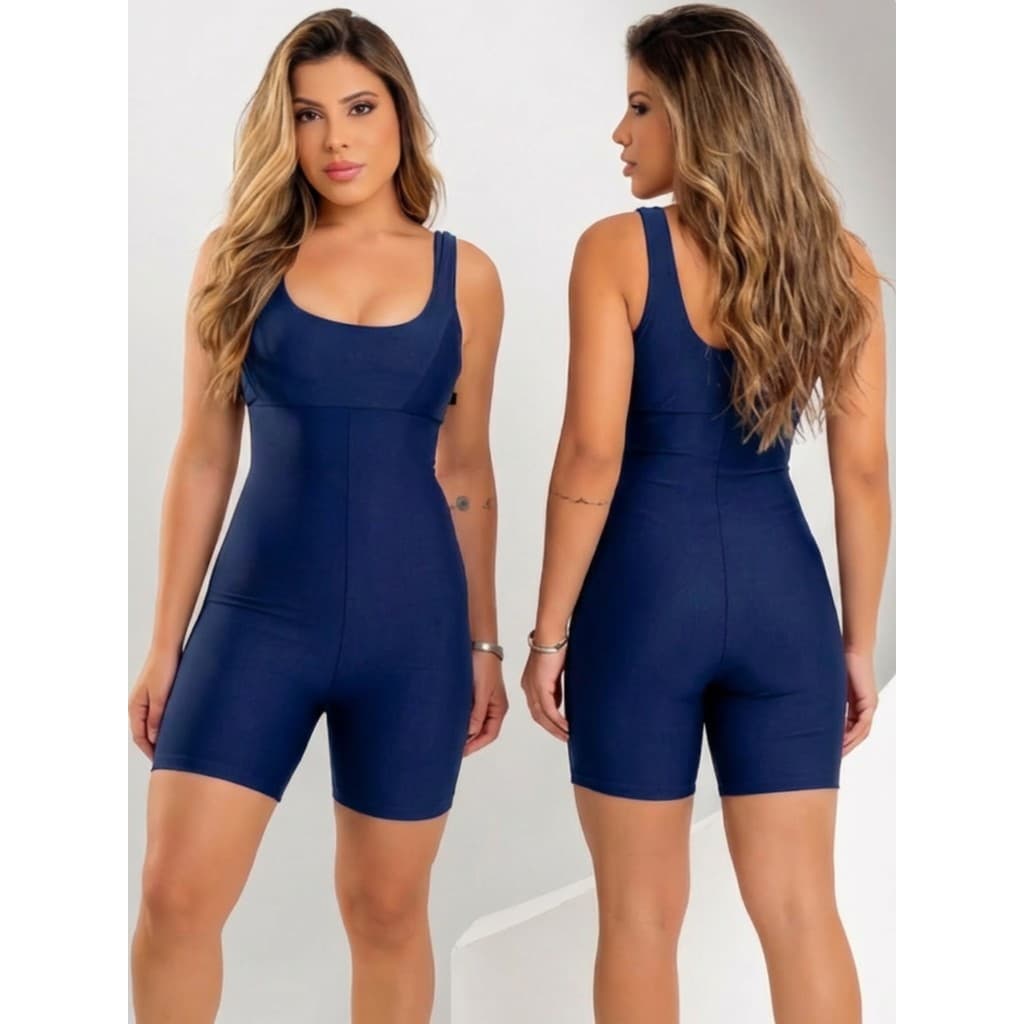 Macaquinho Feminino Curto Fitness Bojo Academia Roupa Treino Suplex Compressão Zero Transparência