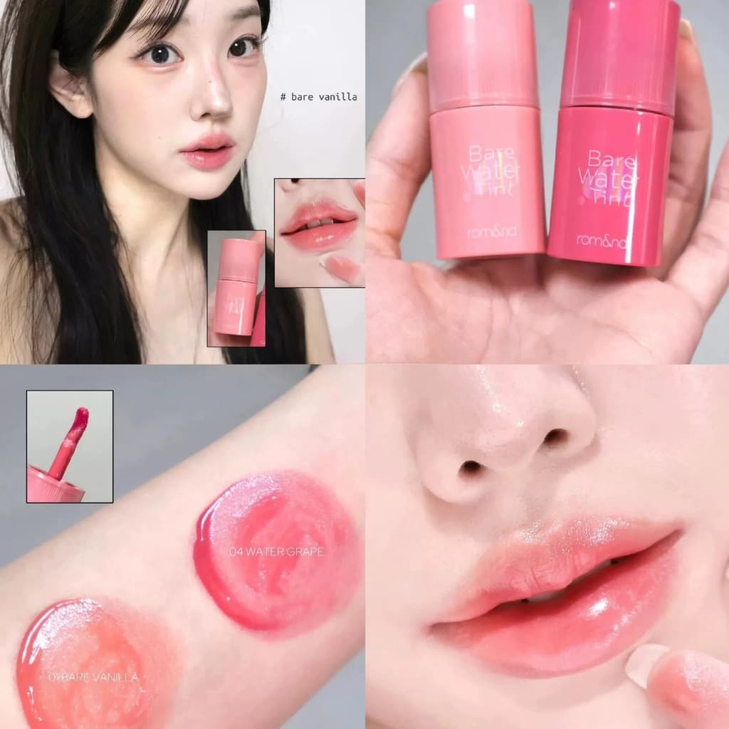 Lábio liso falso feminino coreano!Romand Watery Lip Glaze Tingido Lip Líquido Hidratante de Longa Duração Rugas Labiais