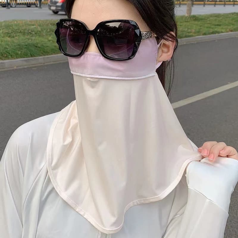 Proteção do pescoço Proteção para os olhos Canto Máscara de seda gelada Feminino Verão Proteção solar Véu Condução ao ar