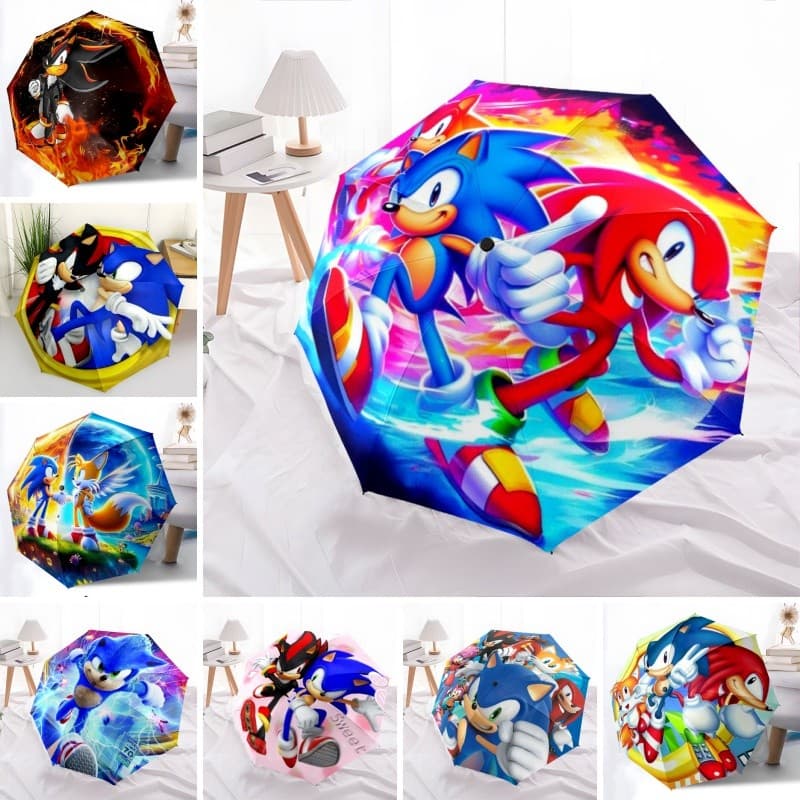 Guarda-Chuva Do Personagem Sonic The Hedgehog UPF50 + Revestimento Preto À Prova De Vento Para Fãs De Anime