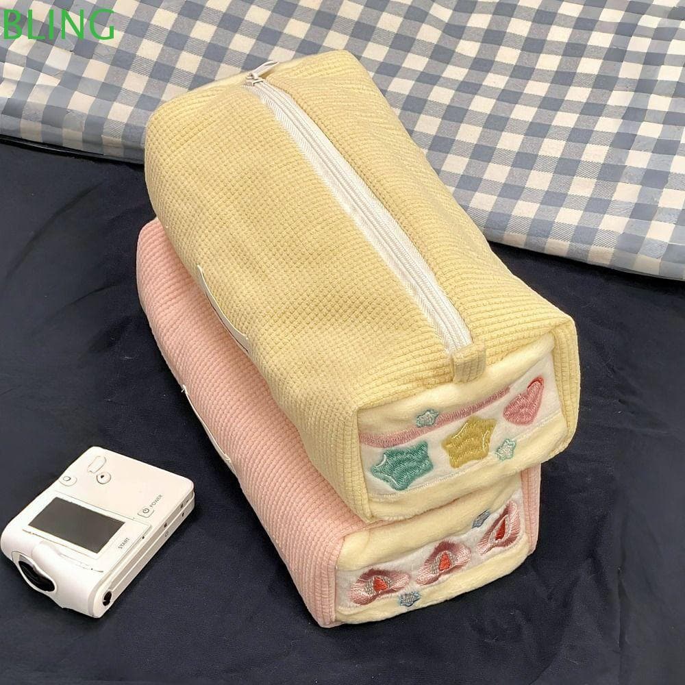 Bolsa De Caneta BLING , Papelaria Bordada De Veludo , Lápis Multifuncional De Grande Capacidade De Desenho Animado
