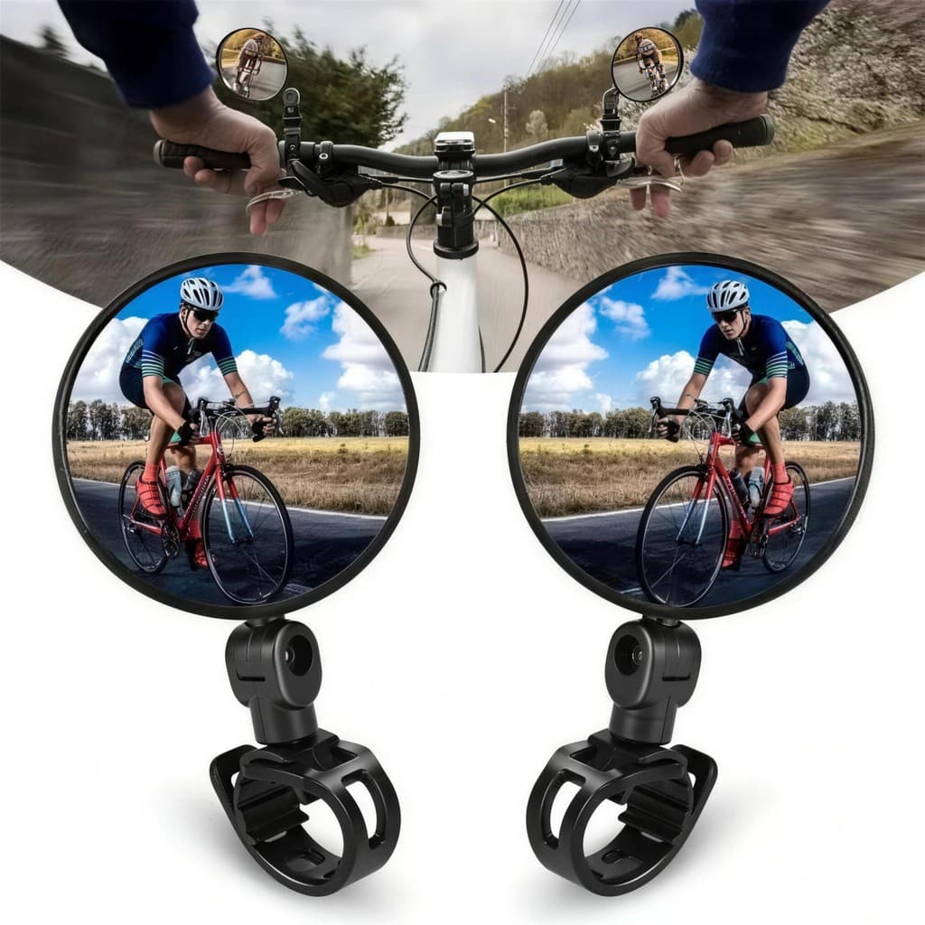 Par Retrovisores Bicicleta Clipe Silicone Instalação Fácil Giratório 360°