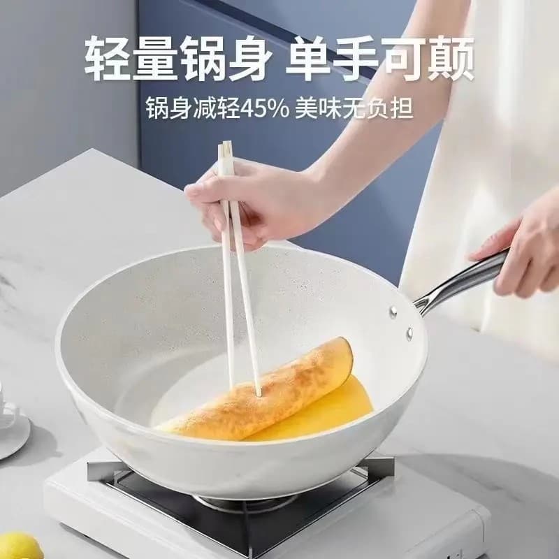 [Panela antiaderente de esmalte cerâmico branco refinado] Cozinha multifuncional especial para cozinhar panela antiadere