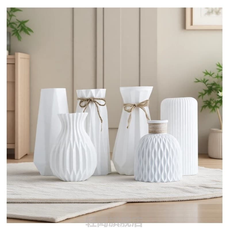 High-End baixo vaso nórdico Desktop plástico branco pequeno vaso casa arranjo de flores arranjo de flores sala de estar