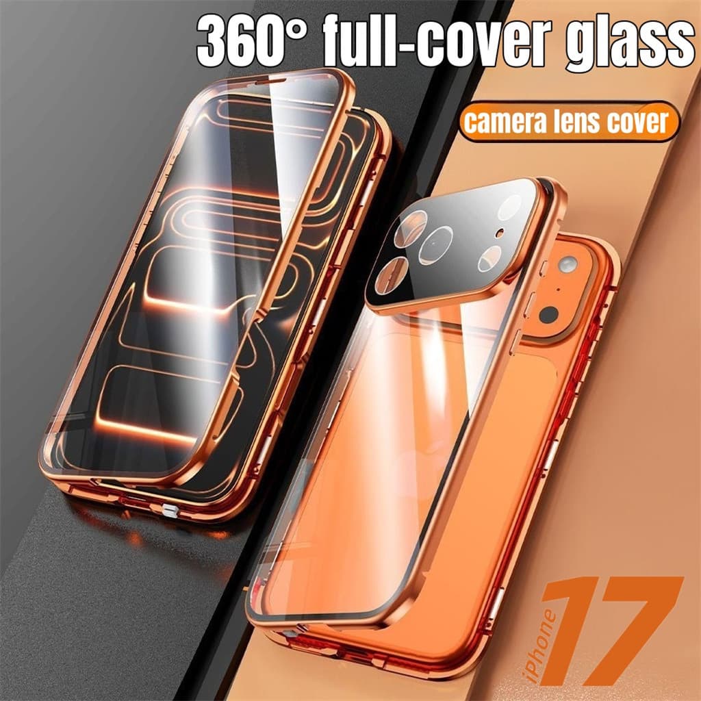 360 ° Capa Completa De Vidro HD Para iPhone 17 Pro Max Com Tampa De Lente De Câmera 12 13 14 15 16 17 Air case Luxo À Pr