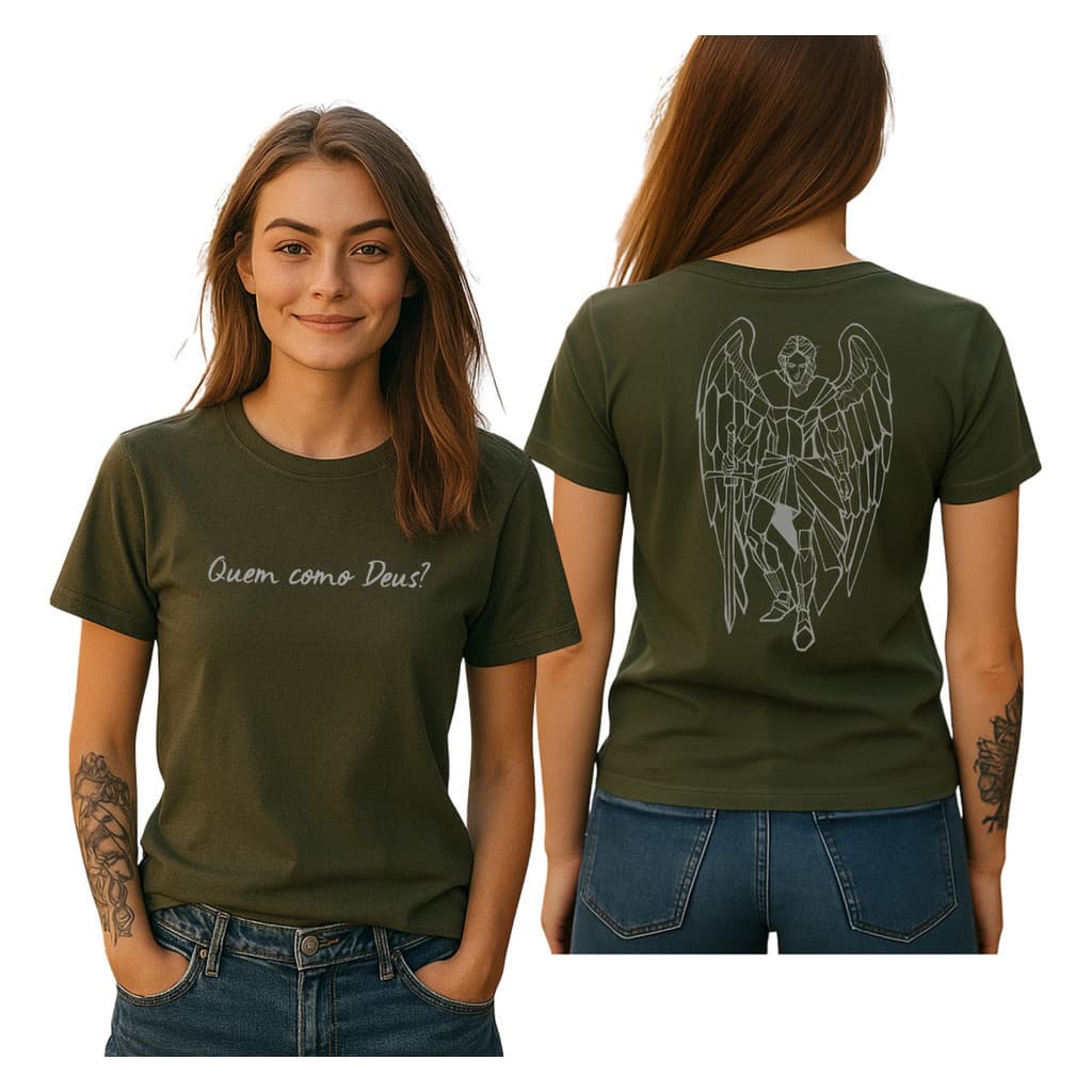 GGR Camiseta Feminina São Miguel Arcanjo 100% Algodão Premium Cristã Casual