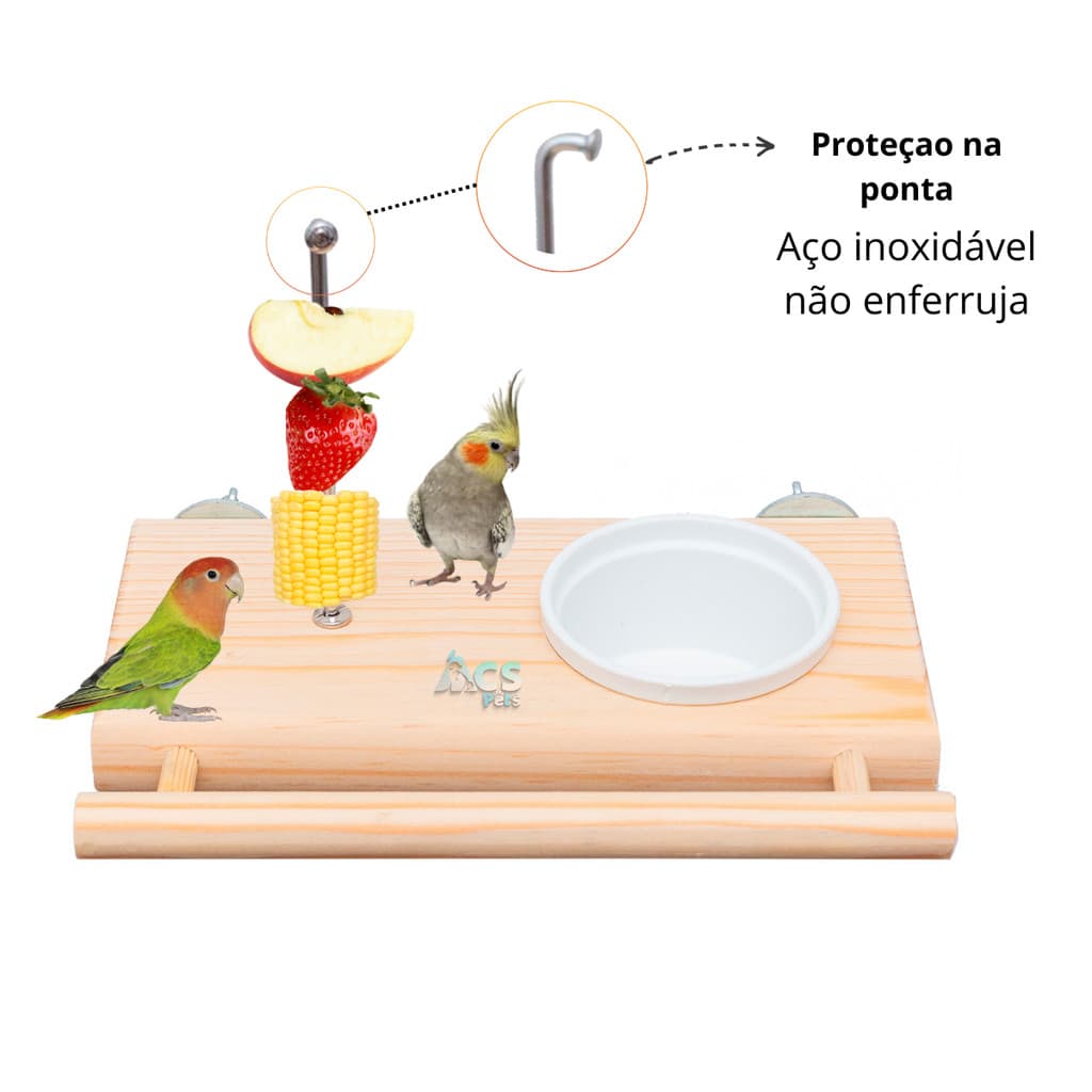 Suporte Para Frutas e Legumes Comedouro Para Calopsita, Periquito e Canário