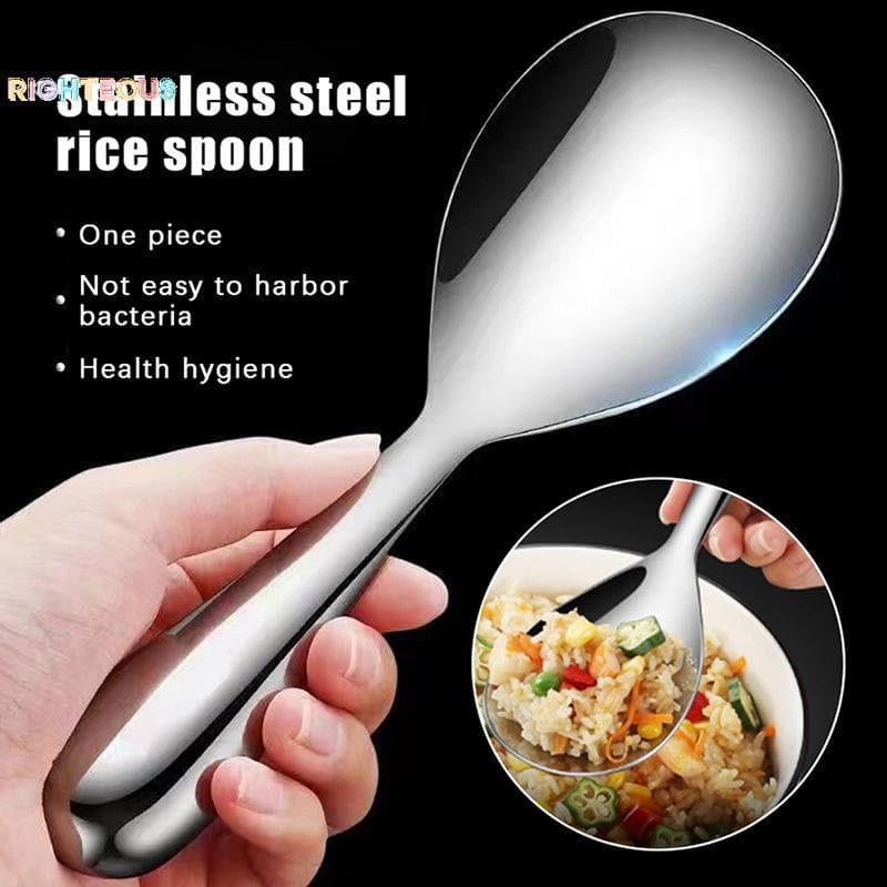 Rightrous 304 Colher De Arroz De Aço Inoxidável Anti Escaldante Grande Capacidade Engrossar Fogão Multi-purpose Talheres