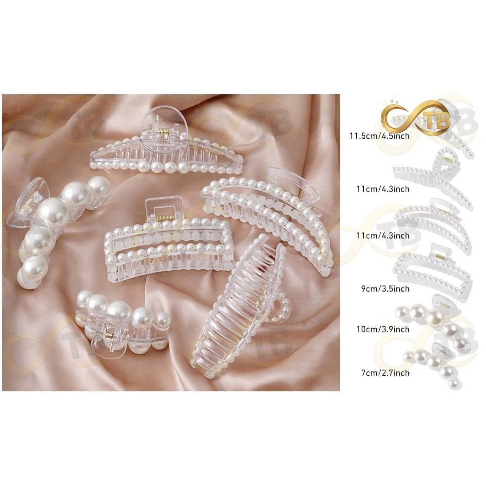 TB Moda ANA 1108 4 PCS Prendedor/Piranha/Presilha Grande de Cabelo com Detalhes de Perola