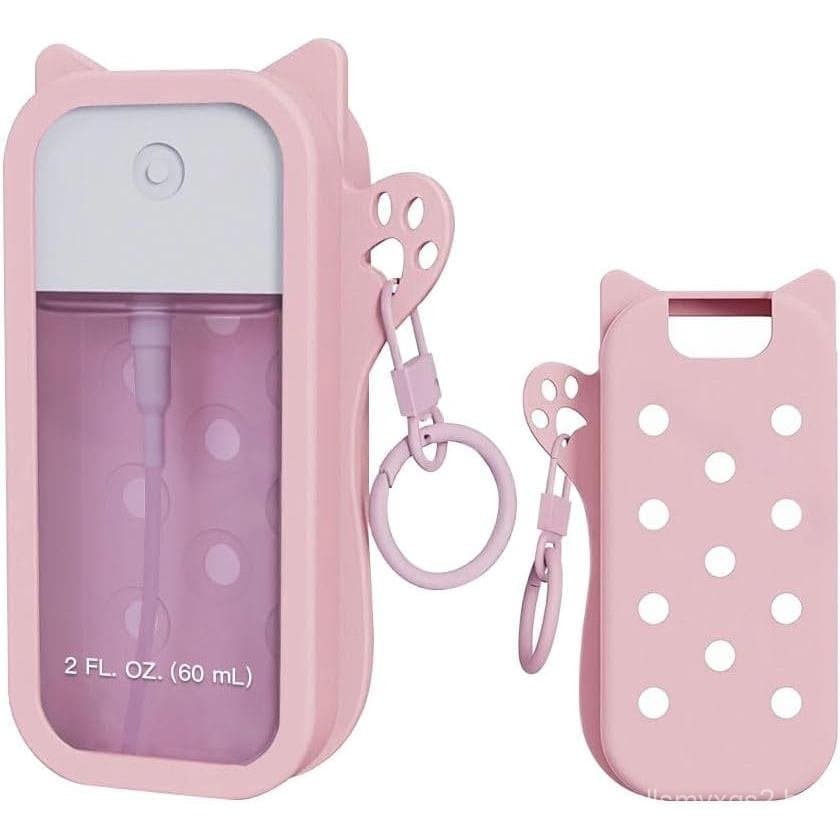 Capa de silicone para spray corporal Touchland 2 FL OZ., capa protetora fofa para desinfetante de mãos com chaveiro, fur