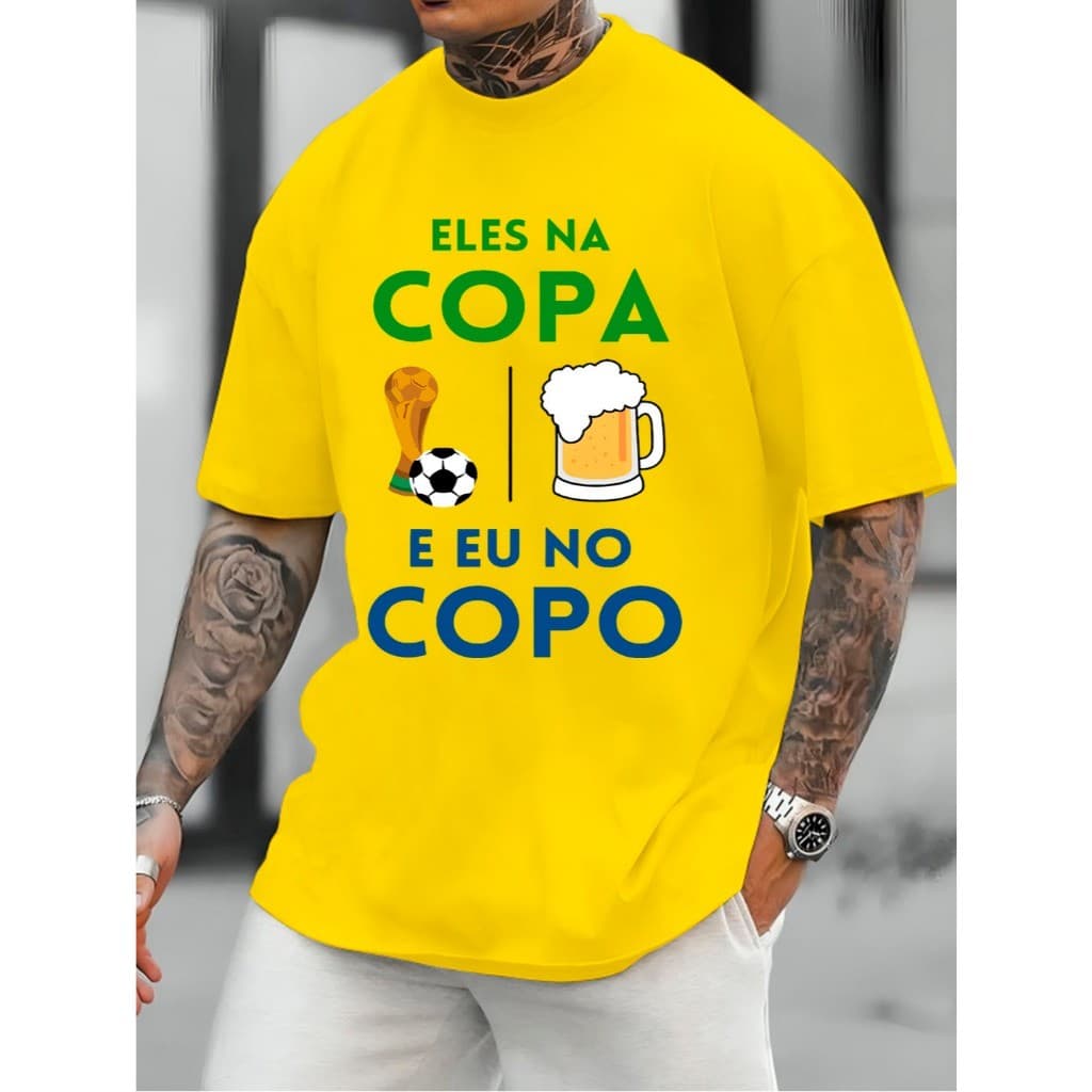 Camiseta Copa Brasil Tropical Streetwear "EU NO COPO" Hexa Unissex Do Mundo Envio Imediato