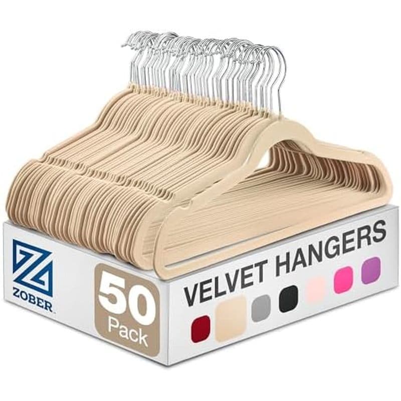 Pacote Com 50 Cabides De Veludo Preto ZOBER-, Cabide Para Calças & amp ; Roupas Sociais-Antiderrapantes Giro De 360 Grau