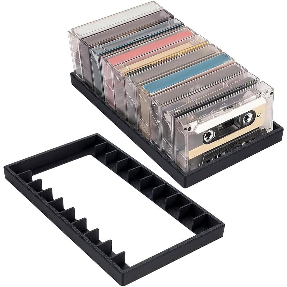 2 unidades x Organizador de Fitas Cassete com 10 Compartimentos, Suporte Organizador de Fitas Cassete Preto, Suporte p