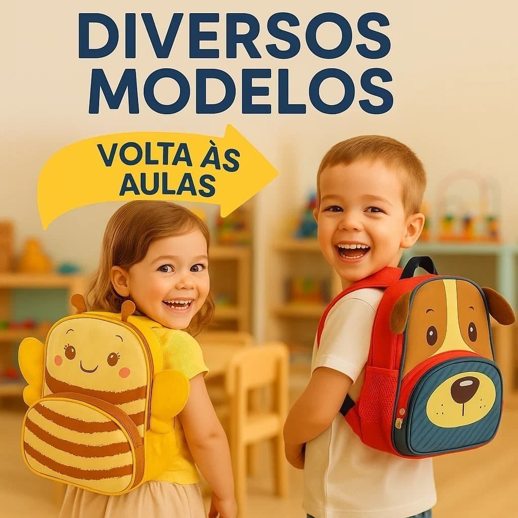 Mochila Infantil Escolar com Alça Ajustável para Passeio e Escola imperdível