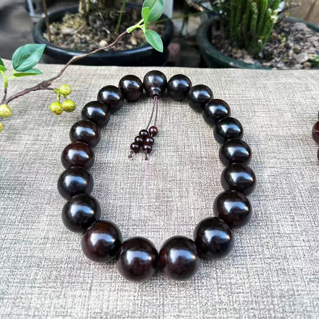 Grande jacarandá vermelho alto oleoso preto Material antigo 3.0x19 contas pulseira dedo do pé cruz Dalbergia mogno artes
