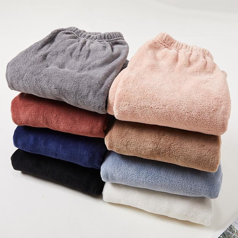 Calças de pelúcia quentes para mulheres, outono inverno, casuais, soltas, de lã coral, calças quentes para casa, cintura