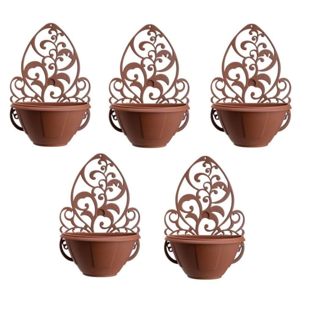 Kit Suportes de Parede Terracota com Vasos – Arandelas Decorativas para Plantas