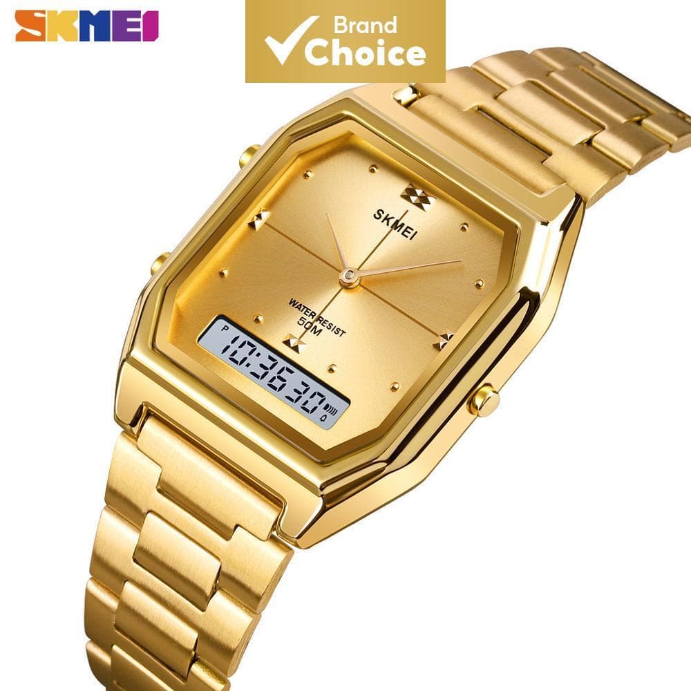 SKMEI 1612 Relógio Digital 3 Tempos Alarme À Prova D'água Chrono De Pulso De Aço Inoxidável