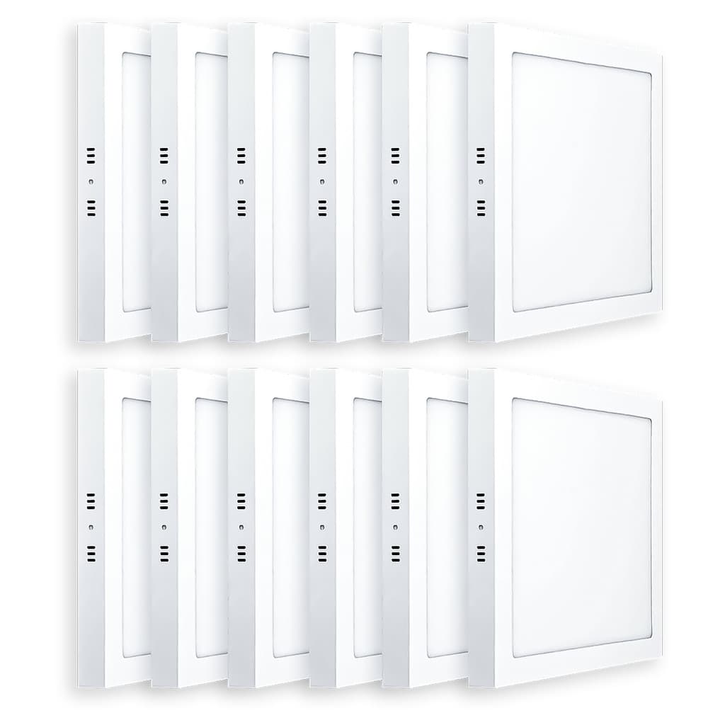 Kit 12 Painel Plafon Led de Sobrepor 18w Quadrado 22cm 3000K