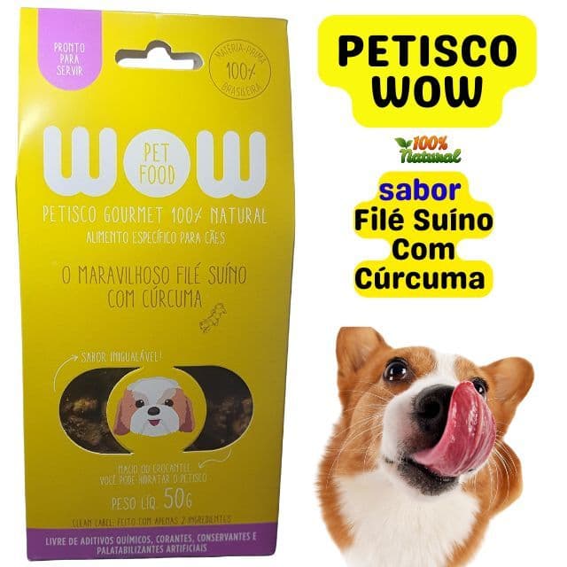 Petisco Wow Pet Food Filé Suíno com Cúrcuma para Cães