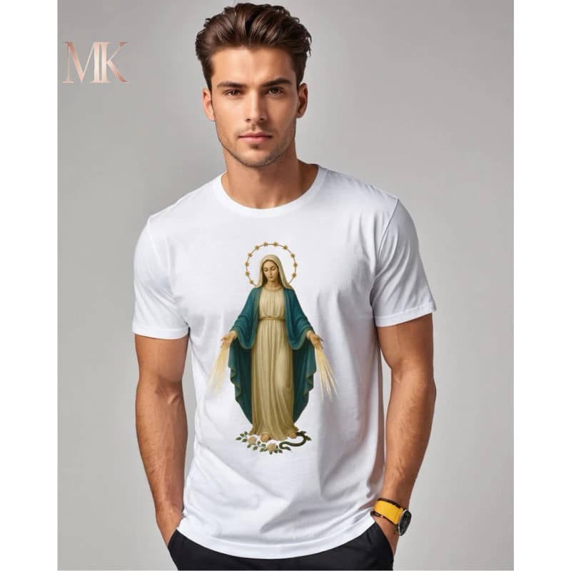 Camiseta [Exclusiva]  Nossa Senhora das Graças-Unissex Algodão - Católica - Infantil, Adulto e Plus Size