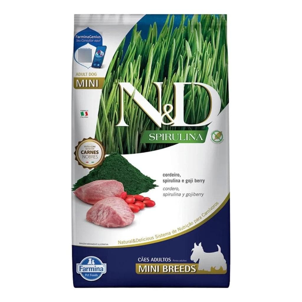 Ração N&D Spirulina Cães Adultos Raças Pequenas Cordeiro 2kg Grain Free Super Premium