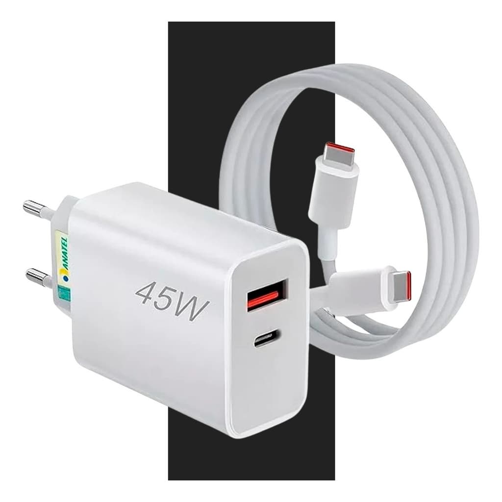 Carregador Turbo 45w Usb-c Para Moto G84 G60 G32 G52 S20 S22 S23 S25 iPhone 15