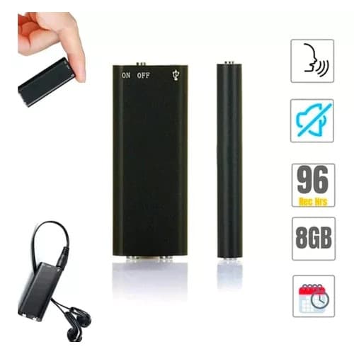 Gravador De Voz Em Miniatura Estilo Espião, 8GB, Dispositivo De Monitoramento Profissional, Capaz De Gravar 96H