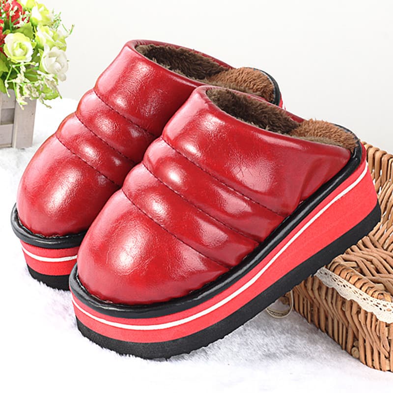 W Chinelos de algodão feitos à mão de inverno femininos de sola grossa antiderrapante para uso doméstico com sola de esp