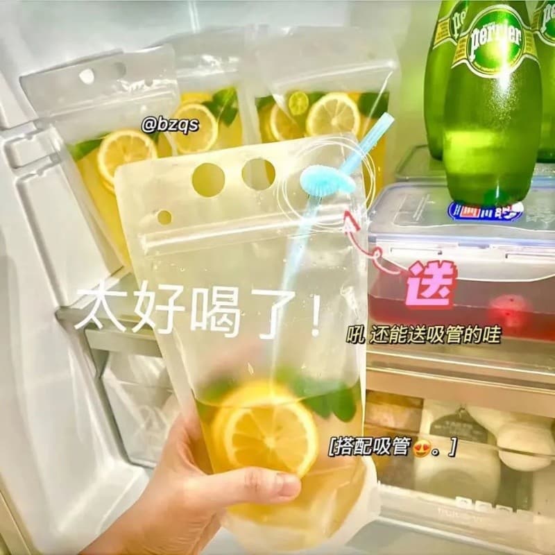 Saco de chá de limão saco de suco descartável influenciador transparente portátil saco de embalagem de chá de leite auto