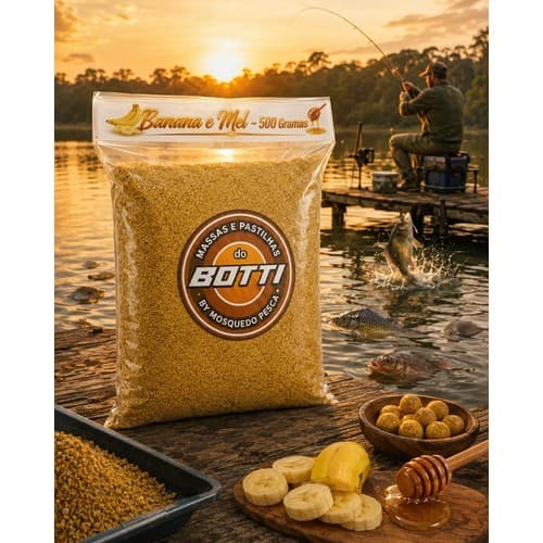 Massa Para Pesca Botti Fundo 500g Aroma Forte Pegada Pesada Banana E Mel